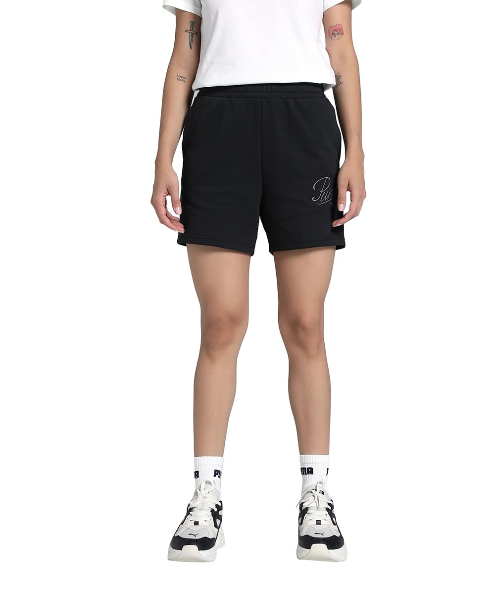 PUMA ESS Script High-Waist Shorts 5"