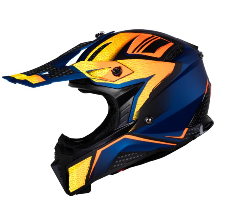 Motorradhelm Crosshelm MX-Helm Endurohelm MX322 blau/orange
