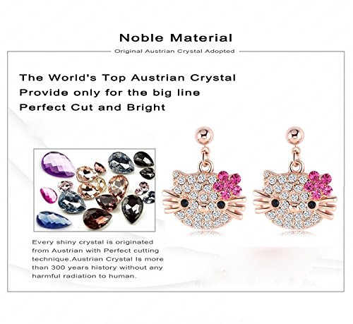 Vpkjewelry Women's Ladies Girls Kids Hello Kitty Cat 18K Rose Gold Plated Austrian Crystal Stud Earrings Christmas Gifts #TOP2