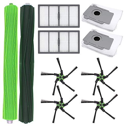 DingGreat Kit de Reemplazo para iRobot Roomba S9 (9150) y S9+ Plus (9550) Robot Aspirador - 2 Filtros, 4 Cepillos Laterales, 2 Bolsas, 1 Juego de Cepillos de Goma