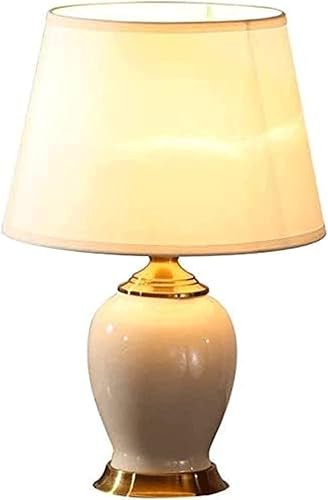 JITEM Lámpara de Mesa Chinoiserie Lámpara de mesa de cerámica estilo europeo E27E26 Lámpara de noche Pantalla de tela Lámpara decorativa minimalista