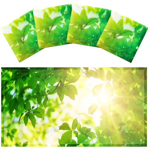 Image of Hortsun 4 Pack 4 x 2 Feet Fluorescent Light Covers, Magnetic Light Filters for Classroom Ceiling, Decorative Lights Shade for Office Home Hospital(Green Leaves)