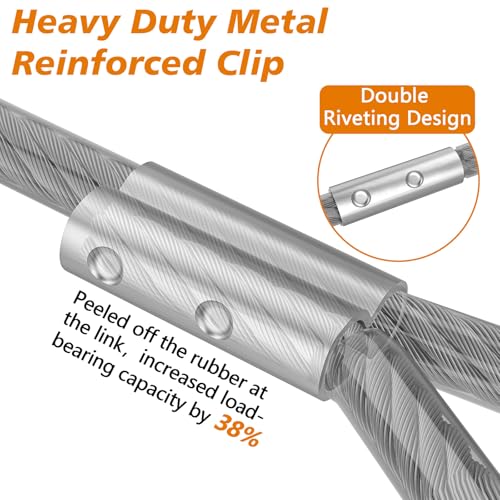 XiaZ Dog Tie Out Cable 50ft, Outdoor Runner Lead Chain Tether for Small Medium Large Dogs, 5mm Diameter Cable,11000 lbs Break Strength, Reflective Silver - Image 4