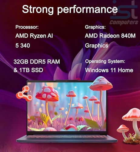 Image of Lenovo Slim 5 Touchscreen Laptop (16 inch FHD+, AMD Ryzen AI 5 340 (>i7-1355U), 32GB DDR5, 1TB SSD) Copilot+ PC for Business, Home, IR Webcam, Backlit, 11-Hr Battery Life, IST hub, Wi-Fi 7, Win 11 Home