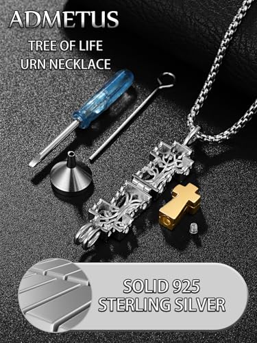 ADMETUS Patron Saint Cross Urn Necklace 925 Sterling Silver Cremation Jewelry for Ashes Memorial Gifts for Men with 2.5mm 22"+2" Rolo Chain4