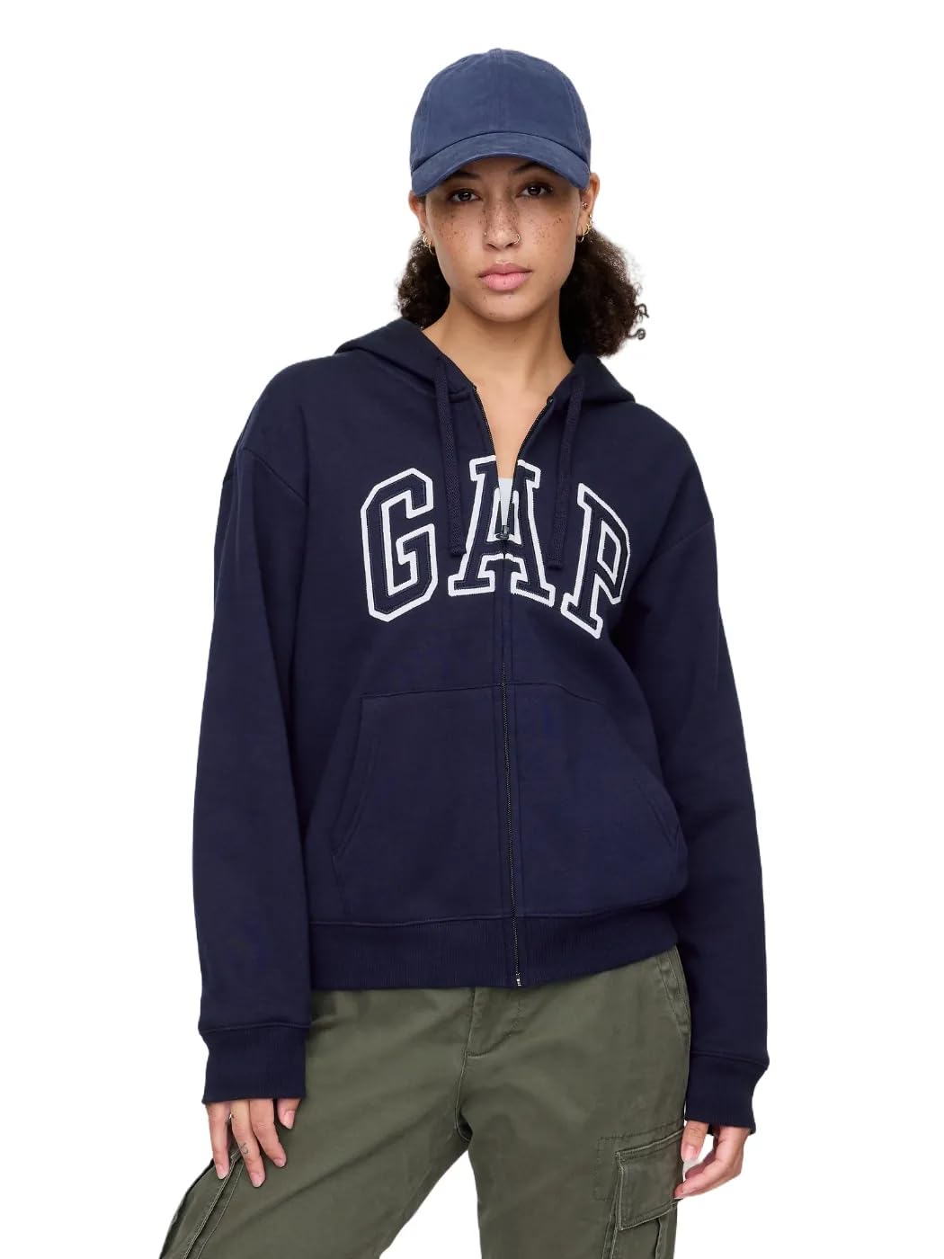 Gap, Felpa da Donna con Cappuccio e Cerniera, con Logo, Large