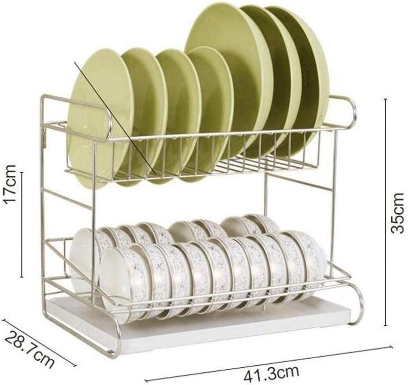 Dish Rack, Dish Rack Drain Rack - Stainless Steel Double Drain Dish Rack Kitchen Rack Cutlery Drain Rack