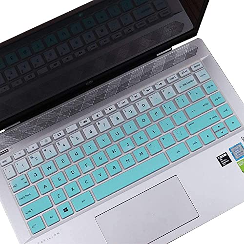 Justec Keyboard Protector Cover for HP Pavilion x360 14" Laptop 14M-BA 14M-CD 14-BF 14-BW 14-cm Series 14M-BA011DX 14M-BA013DX 14M-BA015DX 14M-BA114DX 14M-CD0001DX 14M-CD0003DX -Gradient Mint Green