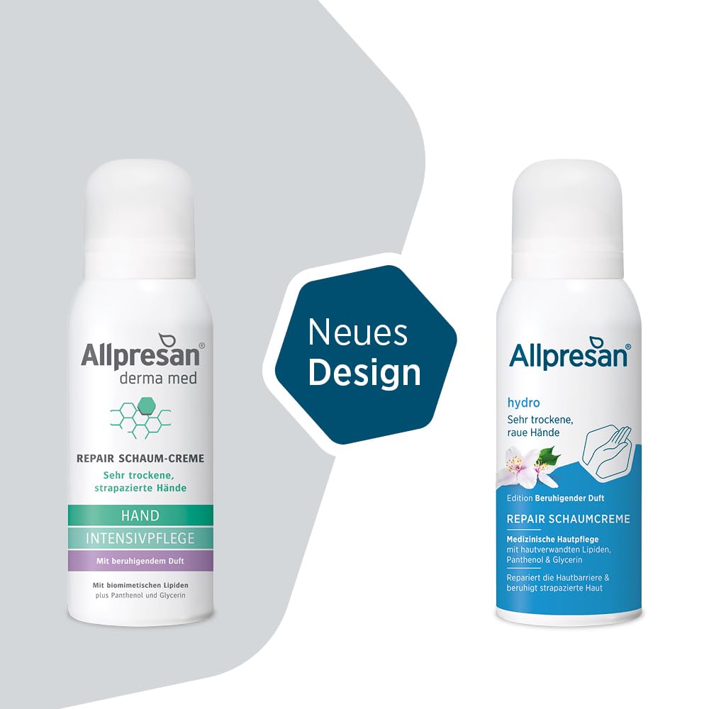 Allpresan Crema in schiuma Repair Hydro con profumo rilassante, per la cura delle mani molto secche e ruvide, 100 ml (confezione da 3)