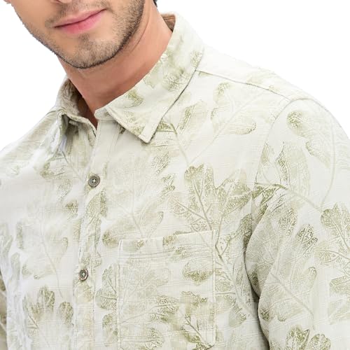 Image of Spykar Men Cotton Blend Full Sleeve Slim Fit Printed Shirts