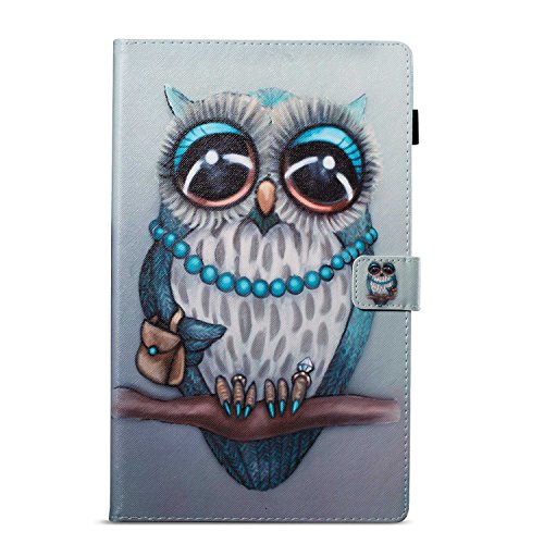 BoxTii Kindle Fire HD 10 Case, Painted style Premium Leather Case, Stand Design, Slim Fit Folding Case with Card slots and Cash holder for Kindle Fire HD 10 (Owl)