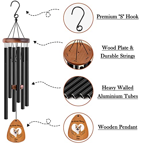 Image of Personalized Custom Wind Chimes Memorial Gift for Loss of Loved One Mother Dad Mom Dog Pets Customized Outdoor Sympathy Wind Chimes with Photo Text