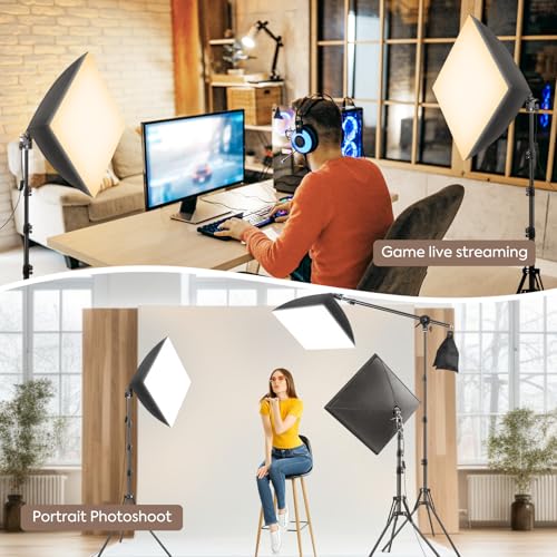 Kit de softbox de 85W regulable con 3 luces continuas LED y soporte para estudio 2
