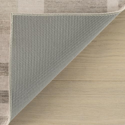 Tapis géométrique lavable en machine pour salle à manger