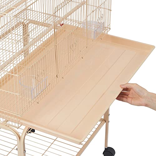 Yaheetech Double Story Flight Bird Cage with Rolling Stand Extra Space Slide-Out Tray Wood Perches for Small Birds - Image 6