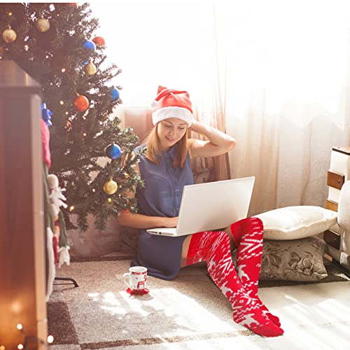 Image of 1Pair Christmas Wool Stockings for Women Ultra-long Tube Socks Knitted Knee Design Festive Warmth All Holiday