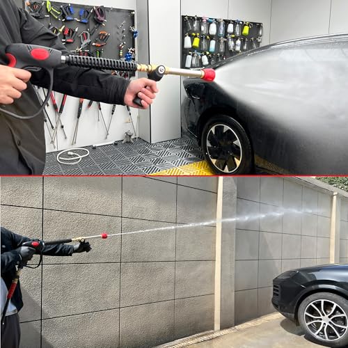 High Pressure 5000 PSI Power Washer Gun, Stainless Steel Extension Wand, and Adjustable Nozzle for Long Range Cleaning