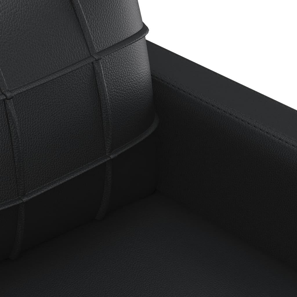 Gecheer Divano in ecopelle 3 posti, per soggiorno, nero, 198 x 77 x 80 cm, divano moderno