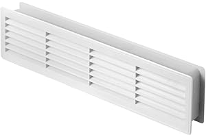 White 18" x 5" Air Vent Grille with Insect Screen for Door