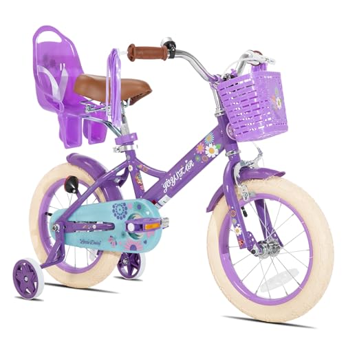 Image of JOYSTAR Little Daisy Kids Bike for Girls Boys Ages 2-10 Years, 12 14 16 20 Inch Girls Bikes with Doll Bike Seat & Streamers, Boys Bike with Flag & Number Plate, Multiple Colors
