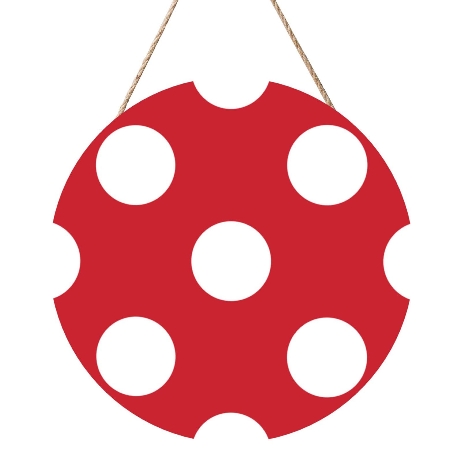 InOmak Red White Polka Dot, Round Wood Panel Painting 12 in, Wall Hanging Painting For Home