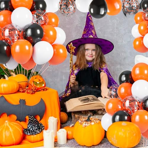 Image of Orange and Black Balloons 60PCS Black and Orange Balloons 12 Inch Halloween Balloons for Halloween Trick or Treat Party Anniversary Graduation