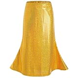 Girls Metallic Mermaid Skirt Shiny Elastic High Waisted Kids Cute Party Club Rave Maxi Skirts for 2-17 Years