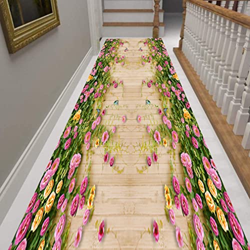 Alfombra corredor pasillo 3D floral largo lavable de 90x140cm para suelo de cocina 3