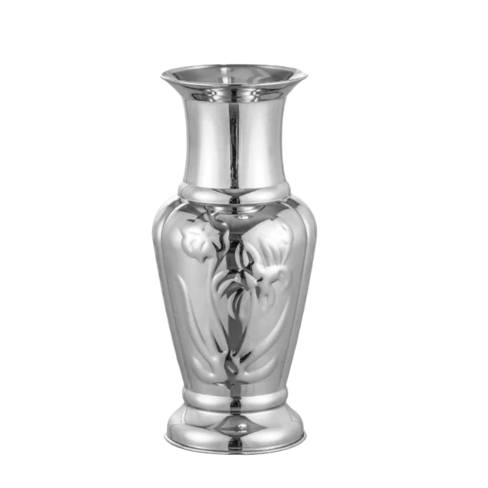 Creative Stainless Steel Flower Vase Golden Silver Arrangement Table Top Vases Single Ornament for Wedding Table Centrepiece(Silver-12inch)