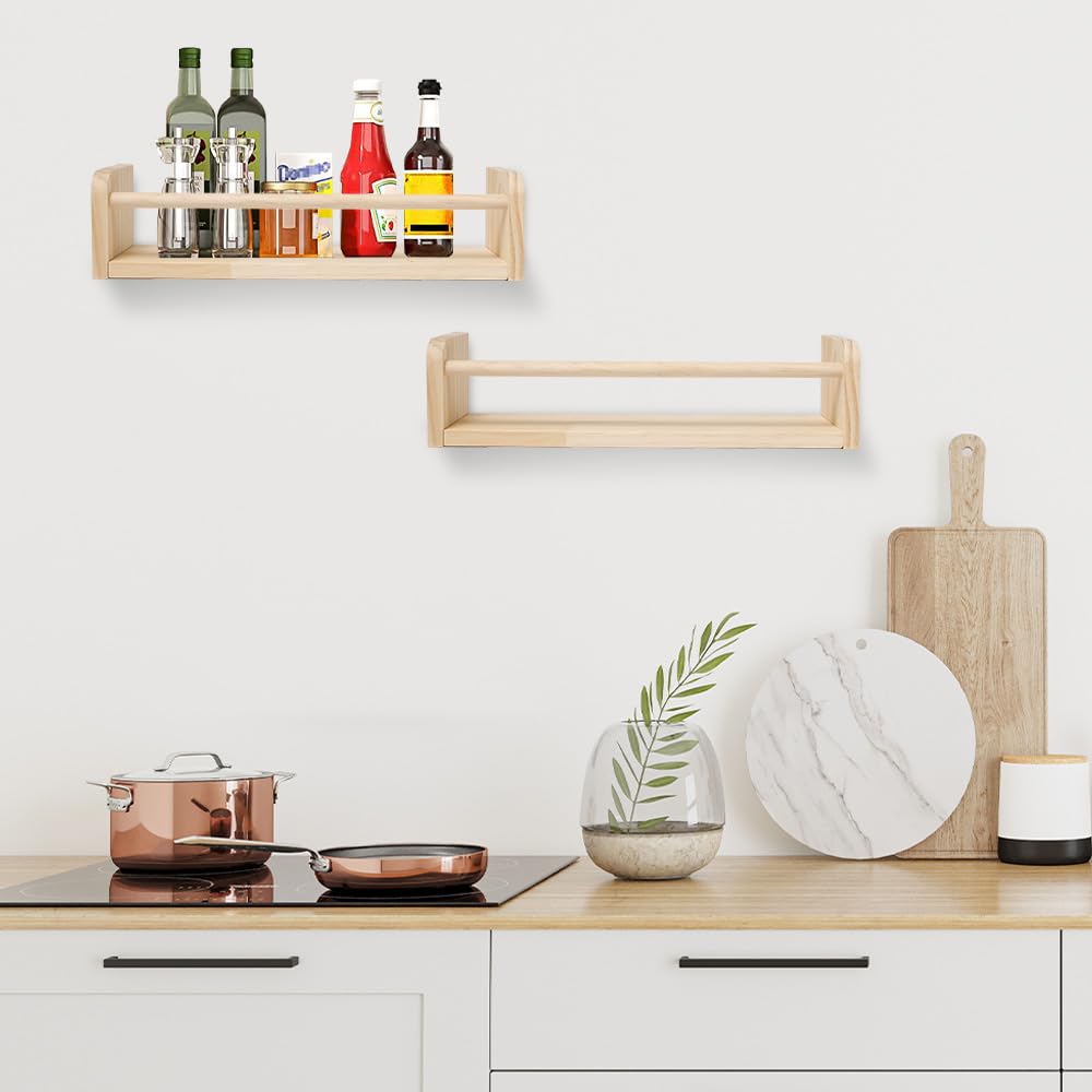 3 Pièces 40cm Étagères Murales en Bois pour Chambre à Coucher