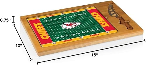 Vista 44 de PICNIC TIME NFL Football Field Icon - Juego de tabla de cortar y cuchillos con parte superior de vidrio, (Parawood y bambú)