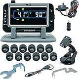 TST 507 Tire Pressure Monitoring System with 12 Cap Sensors and Color Display for Metal/Rubber Valve Stems by Truck System Technologies, TPMS for RVs, Campers and Trailers