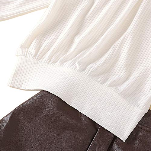 Image of Hopscotch Girls Cotton, Polyester, Spandex Solid Top and Skirt Set in White Color