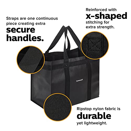 Homemell Reusable Grocery Bags Heavy Duty Foldable Shopping Bags - Extra Strength Large Size Black Collapsible Tote (6 Pack) #TOP2