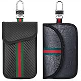 The packaging includes: You will receive two different styles of car key signal blocking pouch, the vertical one is made of high-quality carbon fiber material, size 15cmX9cm, and the horizontal one is made of high-quality PU, size13cmx9cm. Very suita...