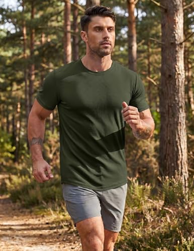 Image of COOFANDY Mens Muscle T Shirts Short Sleeve Slim Fit Tshirts Gym Workout Athletic Crewneck Shirt
