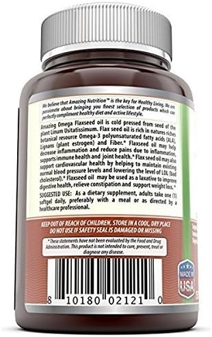 Miniatura 2 de Increíble suplemento dietético de aceite de linaza Omega de 1200 mg - 250 cápsulas blandas sin OMG sin gluten - Excelente fuente de Omega 3s - Apoya