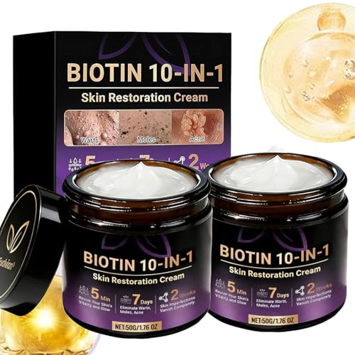 Biotin 10-in-1 Skin Restoration Cream Natural Collagen Lifting Serum 2026 New Professional Skin Treatment Cream for Removing and Repair Moisturizer All Skin Types (50ML*2PCS)