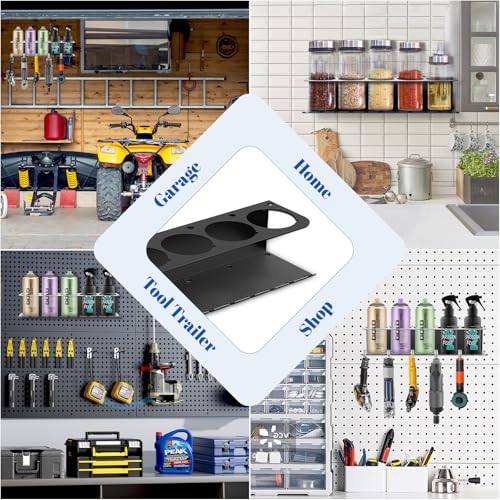 beibijio 2 Stück Spraydosenhalter für Werkstatt,3 inch Kohlenstoffstahl Sprühdosenhalter Wandregal mit 5 Löchern,Vielseitig Dosenhalter für Sprühflaschen,Organizer für Elektrowerkzeuge