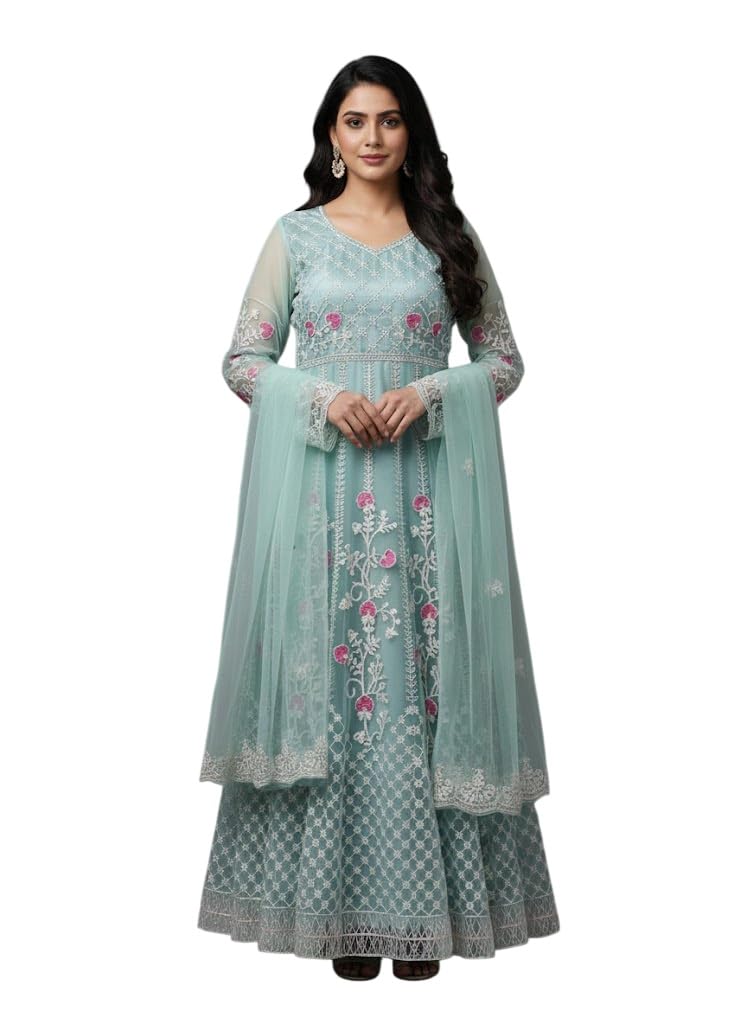 julee Women's Net Embroidered Semi-Stitched Gown Plus Gown-GEM-ABC-picture-48
