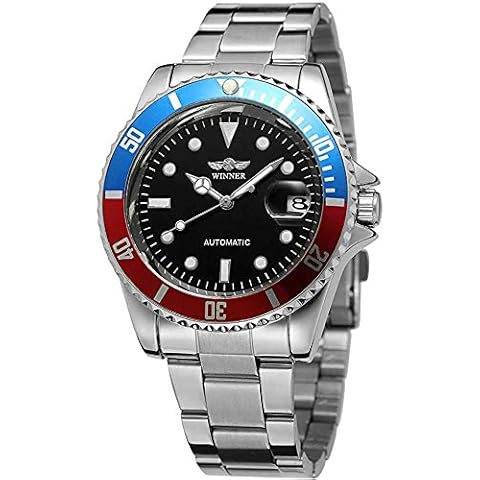 MASTOPMen’s Automatic Mechanical Watches Business Stainless Steel Band Waterproof Military Luminous Classic Analog Dress Wrist Watch for Men,Auto Date Cover