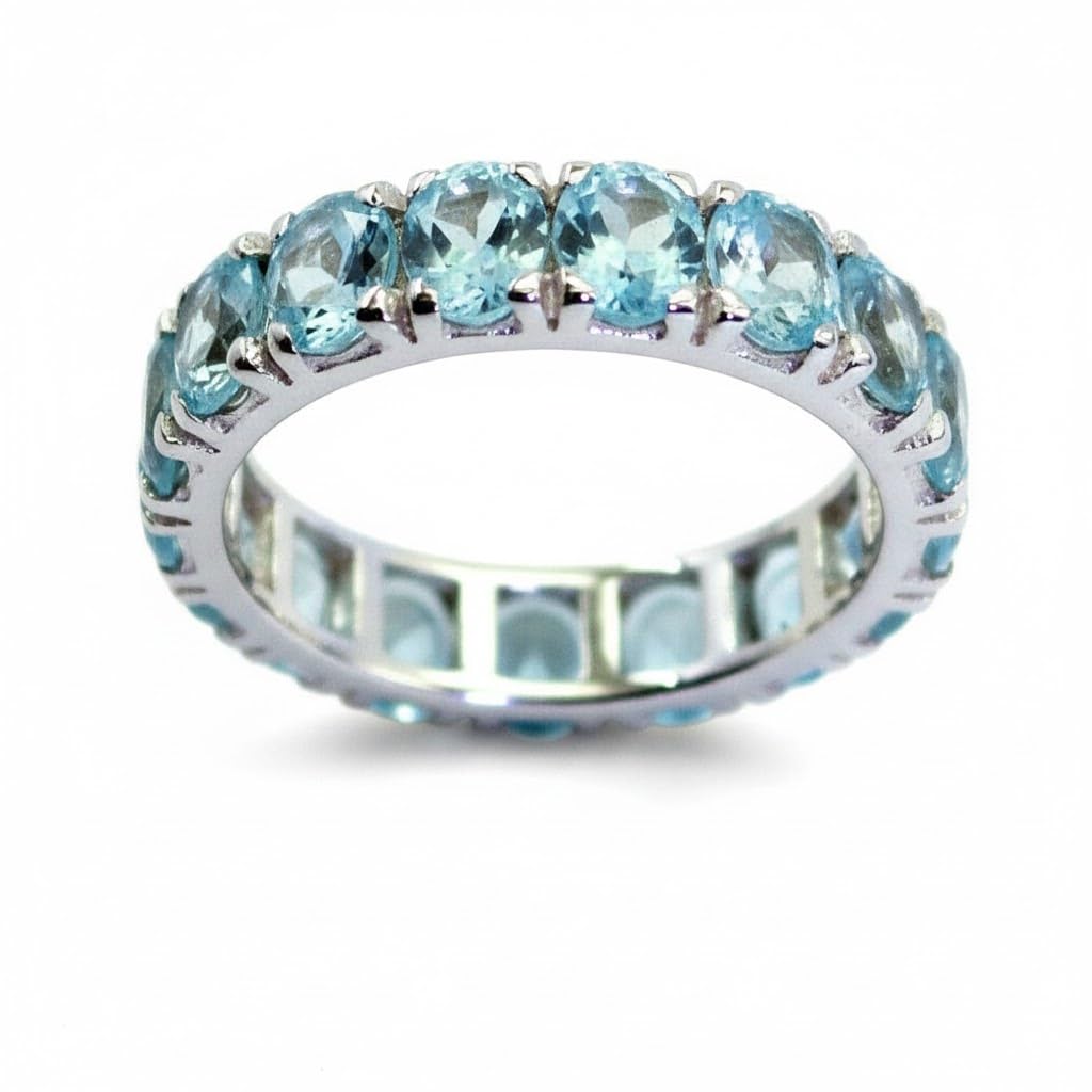 55Carat Choose Your Color Natural Gemstone Sterling Silver Band Ring Birthstone Friendship Love Size 5-13