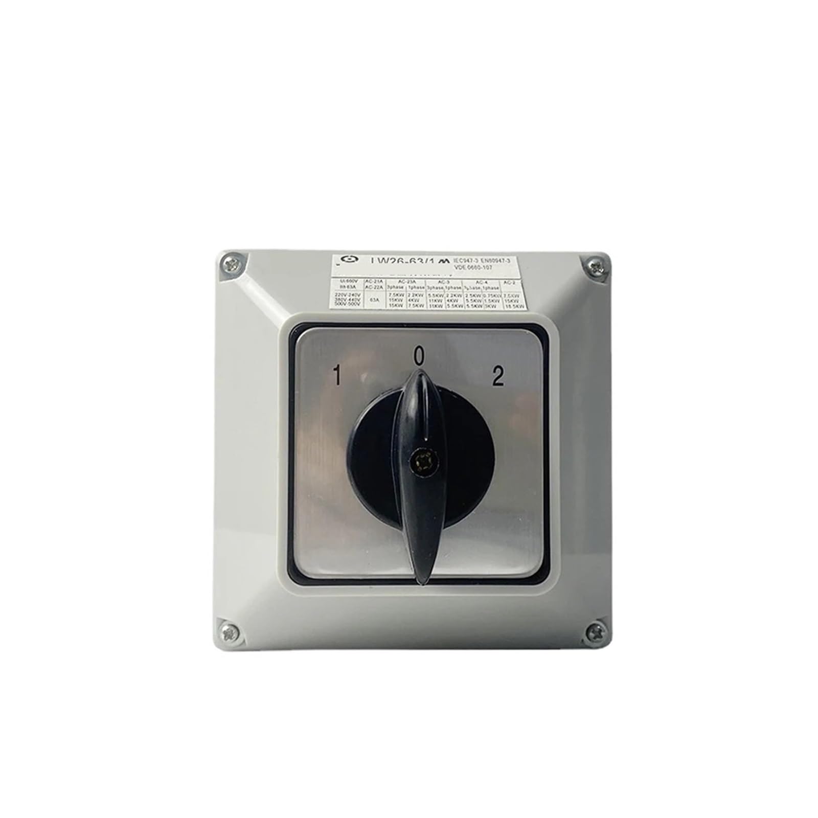 VSPPJYFG LW26-63A Cam Switch with Enclosure Changeover Main Knob 690V 63A 1 Pole Waterproof Box Rotative YMW26-63/1M(Switch with box 01)