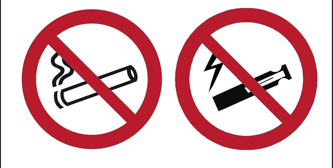 Pegatinas de prohibición de fumar y vapoter A5, 148 x 210 mm, vinilo impermeable resistente a los rayos UV, lote de 50 unidades para espacios públicos y lugares de trabajo