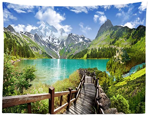Tapisserie grand format lacs bleus et forets image a accrocher au mur CORFOTO