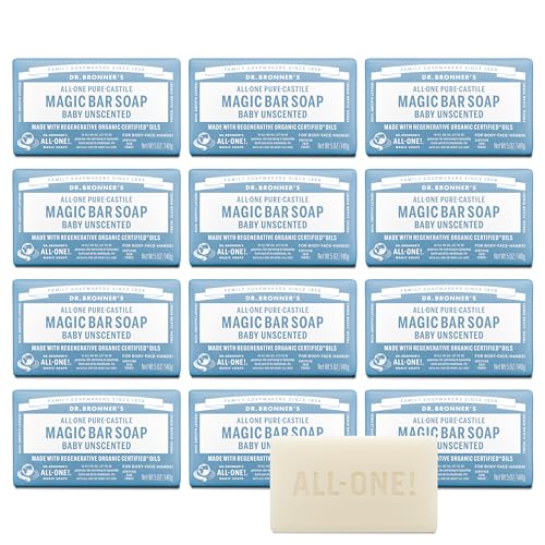 Dr. Bronner's Pure-Castile Magic Bar Soap (Baby Unscented, 5 Ounce,