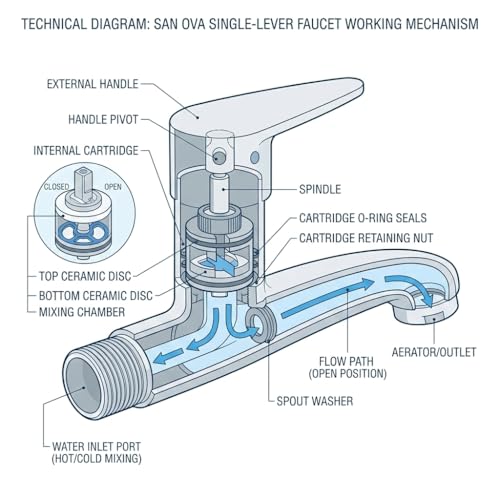 Image of Sanova Verna Heavy Duty Longbody Cock | Brass Cartridge | Steel Body | Heavy Handle | Chrome Finish | Wall Mounted Kitchen Sink Faucet