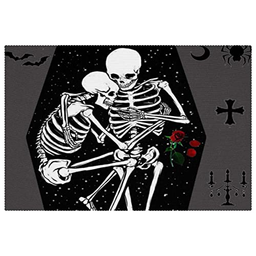 Set de table squelette pour vos repas d'Halloween et soirées à thème - Lot de 6 antidérapants - 2