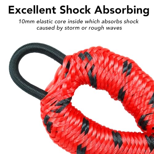 image for Iririi 4 Feet Bungee Dock Line Mooring Rope for Docking with Stainless