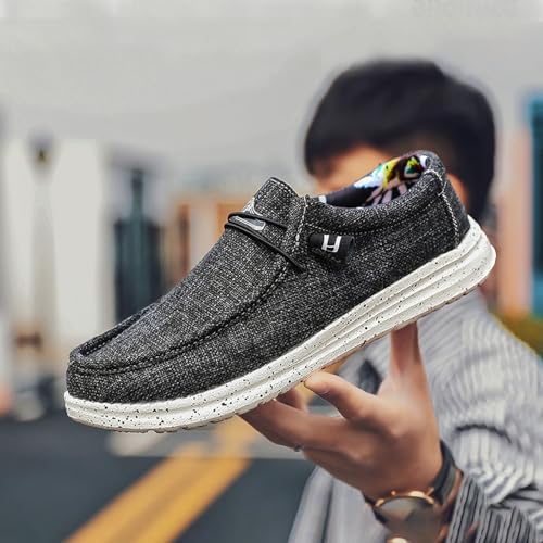 Mens Casual Slip on Shoes Comfortable Stretch Canvas Loafers Lightweight Boat Shoe with Arch Support2